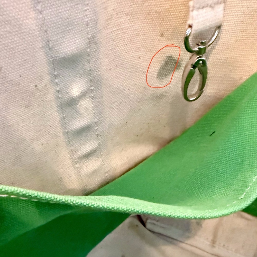 VTG Lands End 33x38 Green Natural MEGAN Canvas Boat Tote Bag Rare XL Open Top - Picture 8 of 10